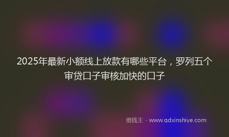 2025年最新小额线上放款有哪些平台，罗列五个审贷口子审核加快的口子