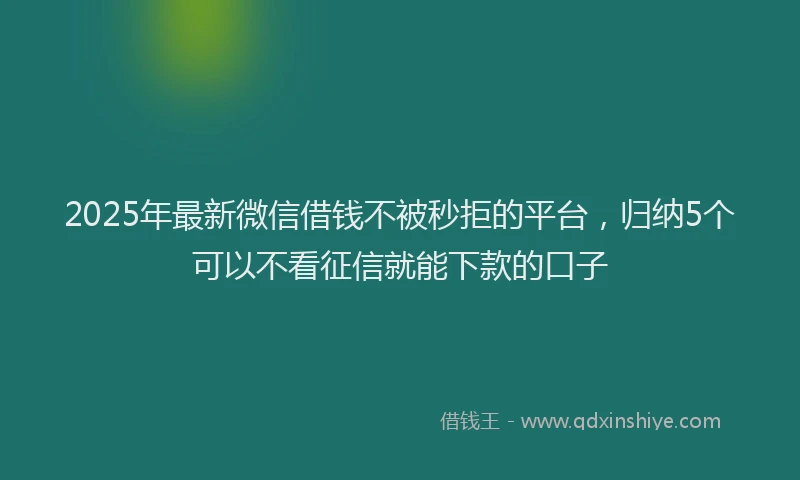 2025年最新微信借钱不被秒拒的平台，归纳5个可以不看征信就能下款的口子