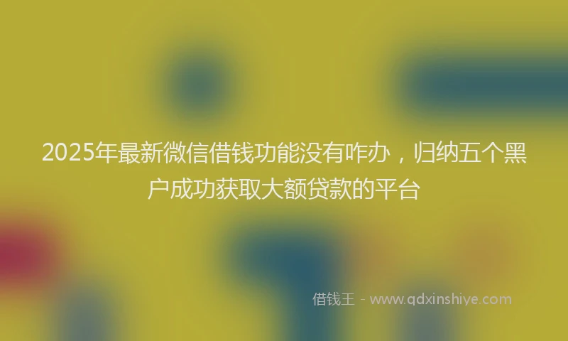 2025年最新微信借钱功能没有咋办，归纳五个黑户成功获取大额贷款的平台