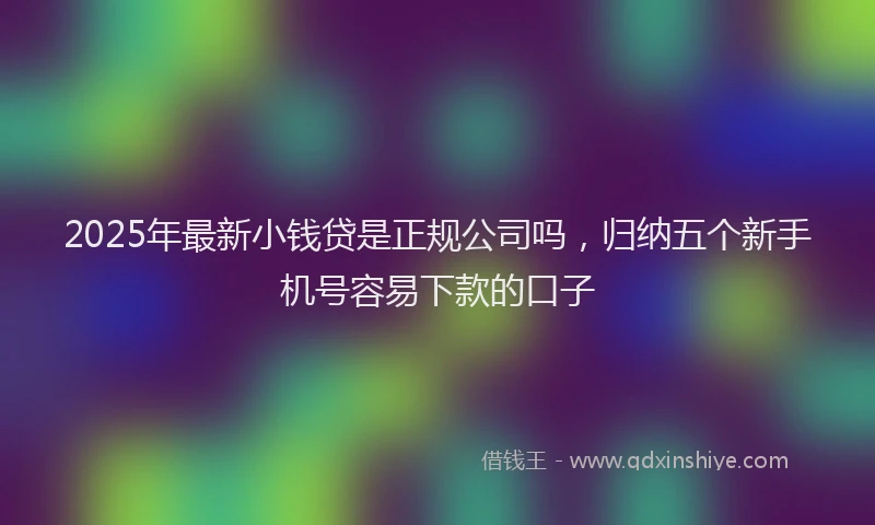 2025年最新小钱贷是正规公司吗，归纳五个新手机号容易下款的口子