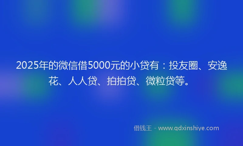 2025年的微信借5000元的小贷有：投友圈、安逸花、人人贷、拍拍贷、微粒贷等。