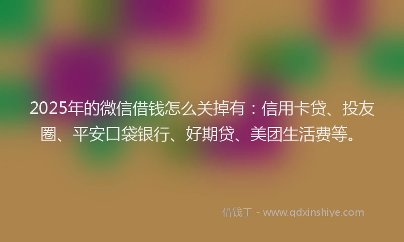 2025年的微信借钱怎么关掉有：信用卡贷、投友圈、平安口袋银行、好期贷、美团生活费等。