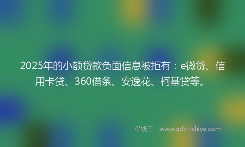 2025年的小额贷款负面信息被拒有：e微贷、信用卡贷、360借条、安逸花、柯基贷等。