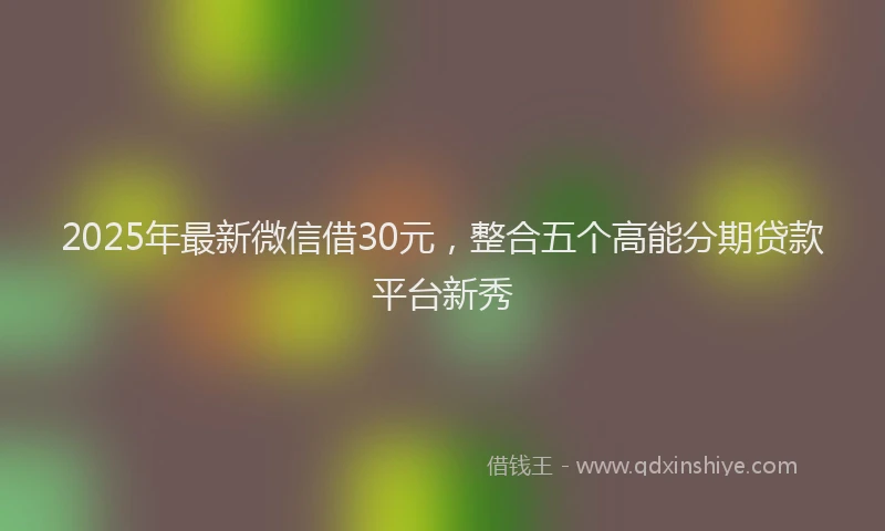 2025年最新微信借30元，整合五个高能分期贷款平台新秀