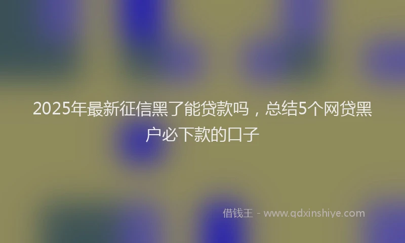 2025年最新征信黑了能贷款吗，总结5个网贷黑户必下款的口子