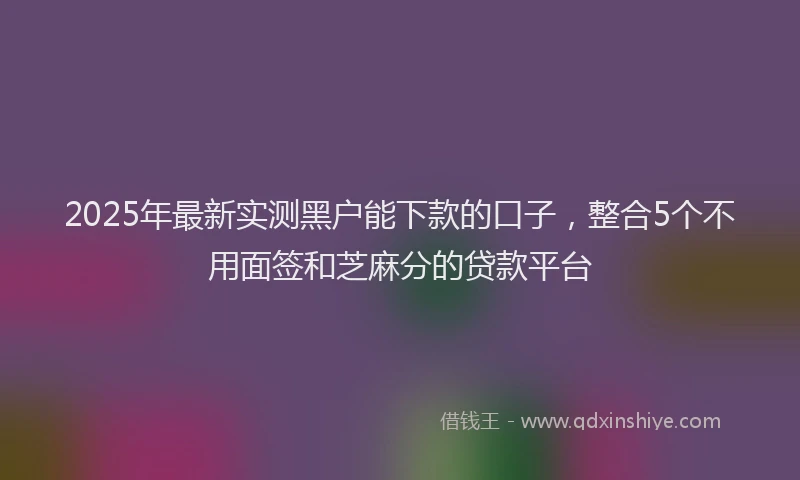 2025年最新实测黑户能下款的口子，整合5个不用面签和芝麻分的贷款平台