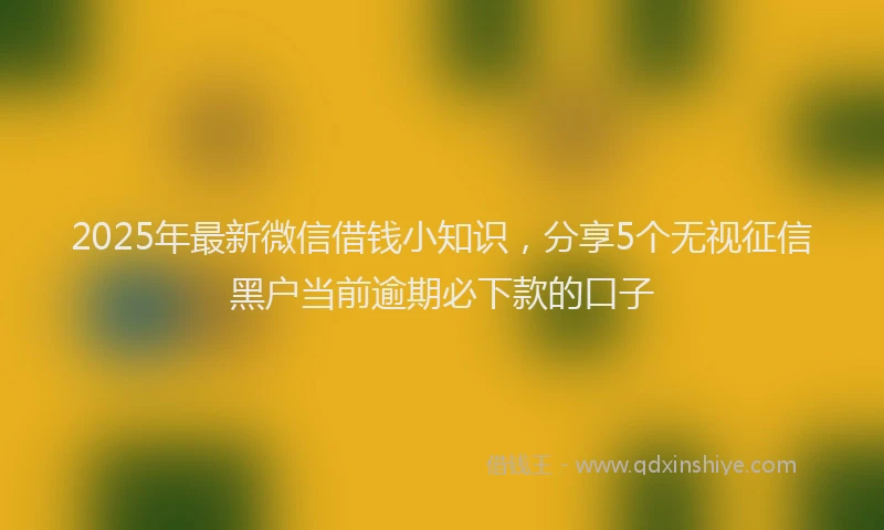 2025年最新微信借钱小知识，分享5个无视征信黑户当前逾期必下款的口子