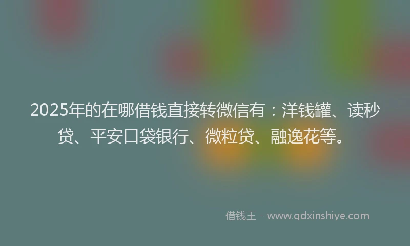 2025年的在哪借钱直接转微信有：洋钱罐、读秒贷、平安口袋银行、微粒贷、融逸花等。