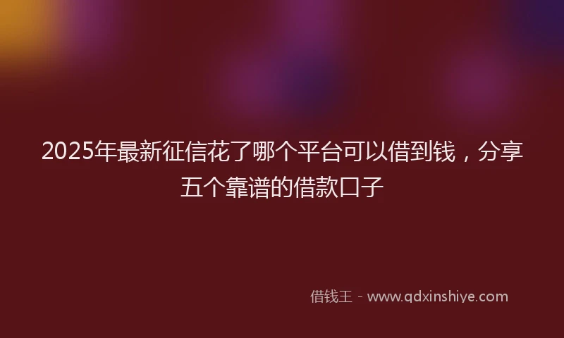 2025年最新征信花了哪个平台可以借到钱，分享五个靠谱的借款口子