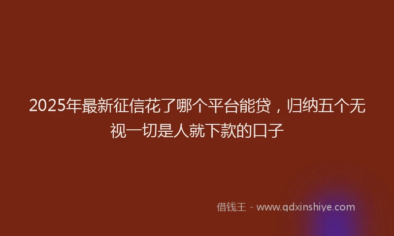 2025年最新征信花了哪个平台能贷，归纳五个无视一切是人就下款的口子