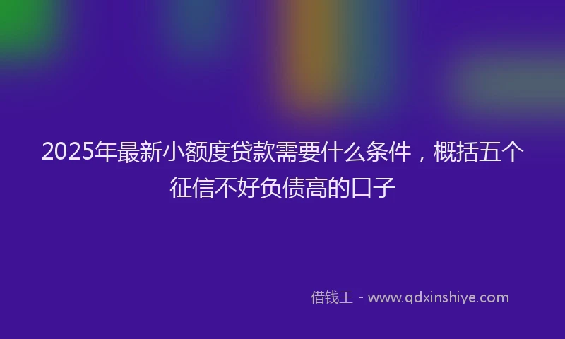 2025年最新小额度贷款需要什么条件，概括五个征信不好负债高的口子