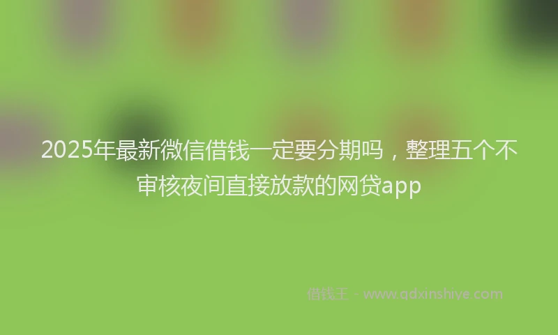 2025年最新微信借钱一定要分期吗，整理五个不审核夜间直接放款的网贷app