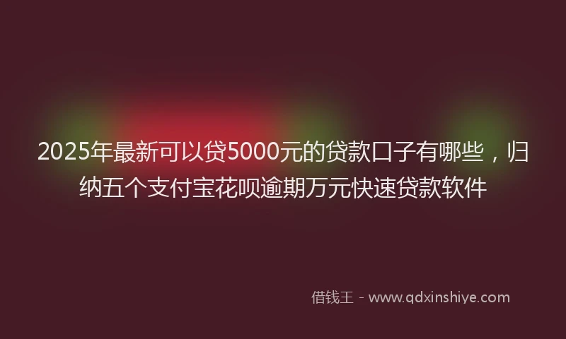 2025年最新可以贷5000元的贷款口子有哪些，归纳五个支付宝花呗逾期万元快速贷款软件