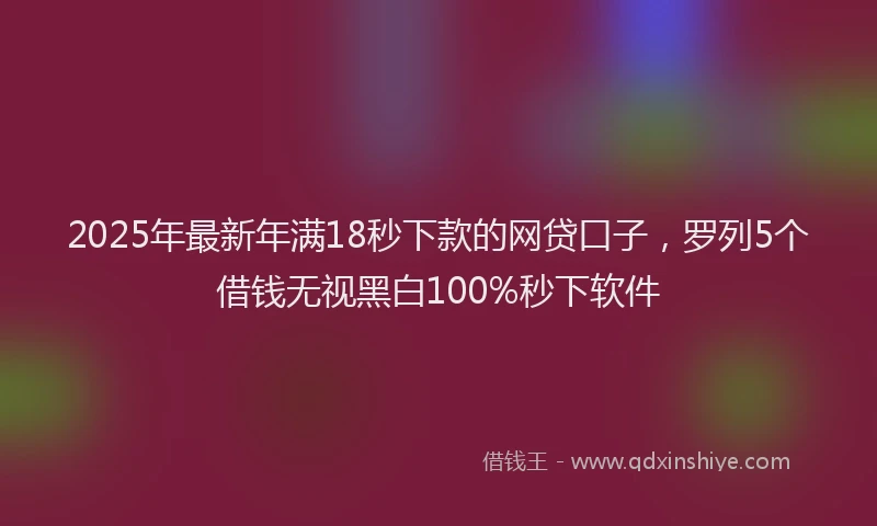 2025年最新年满18秒下款的网贷口子，罗列5个借钱无视黑白100%秒下软件