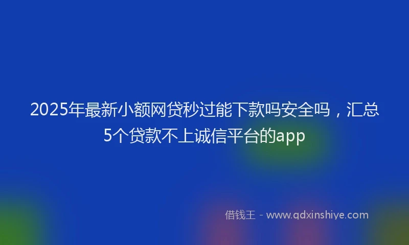 2025年最新小额网贷秒过能下款吗安全吗，汇总5个贷款不上诚信平台的app