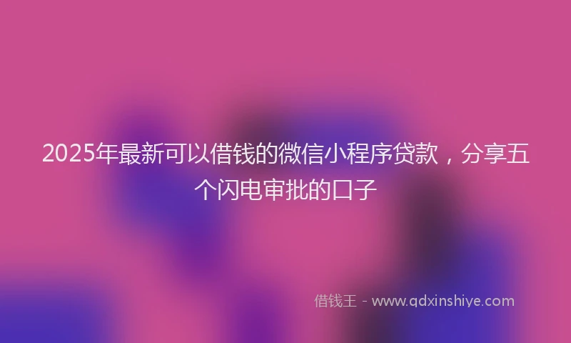 2025年最新可以借钱的微信小程序贷款，分享五个闪电审批的口子