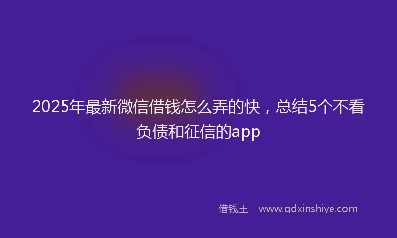 2025年最新微信借钱怎么弄的快，总结5个不看负债和征信的app