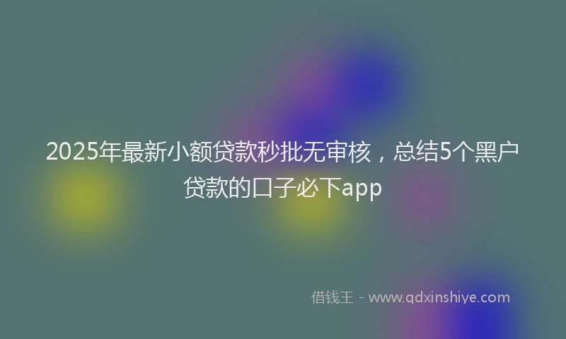 2025年最新小额贷款秒批无审核，总结5个黑户贷款的口子必下app