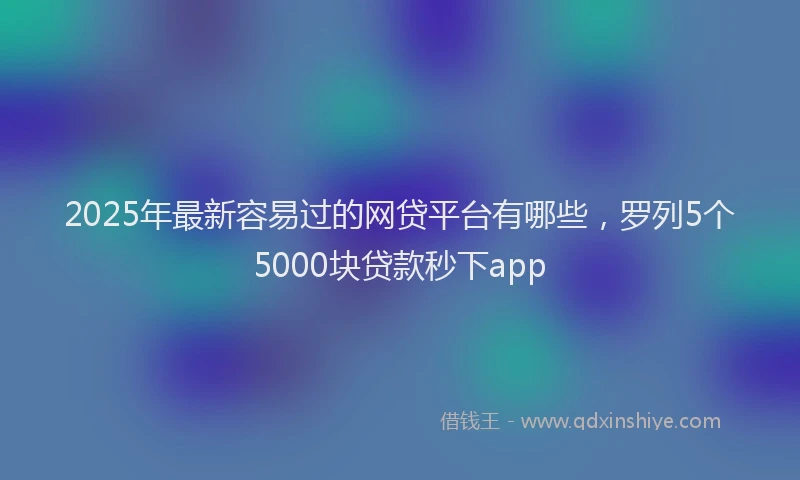 2025年最新容易过的网贷平台有哪些，罗列5个5000块贷款秒下app