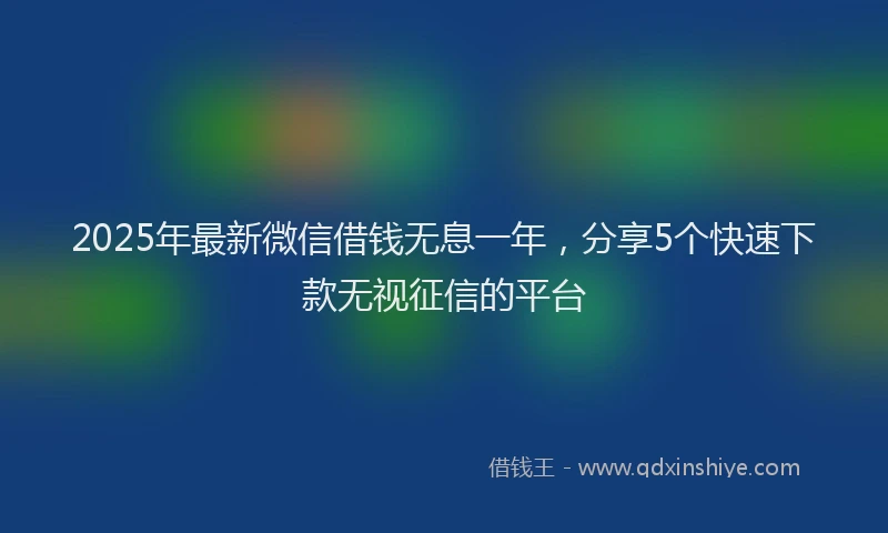 2025年最新微信借钱无息一年，分享5个快速下款无视征信的平台