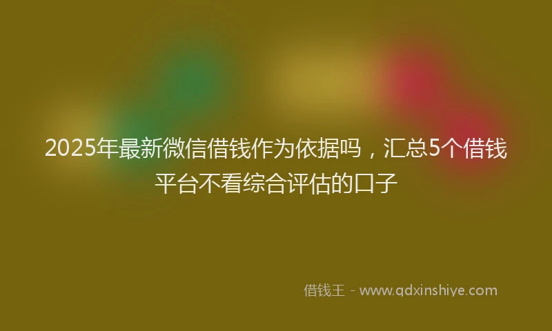 2025年最新微信借钱作为依据吗，汇总5个借钱平台不看综合评估的口子