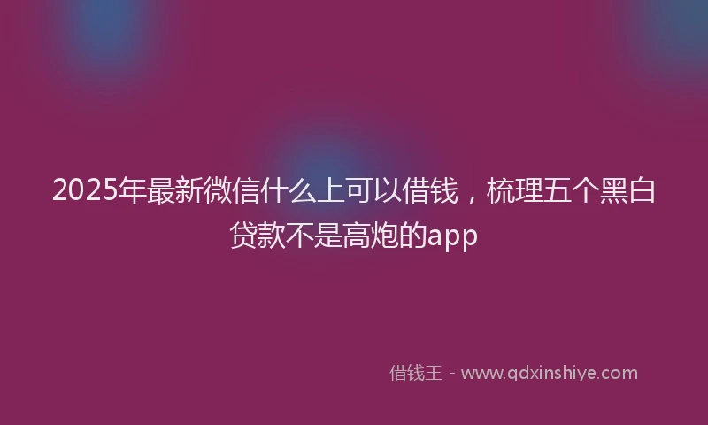 2025年最新微信什么上可以借钱，梳理五个黑白贷款不是高炮的app