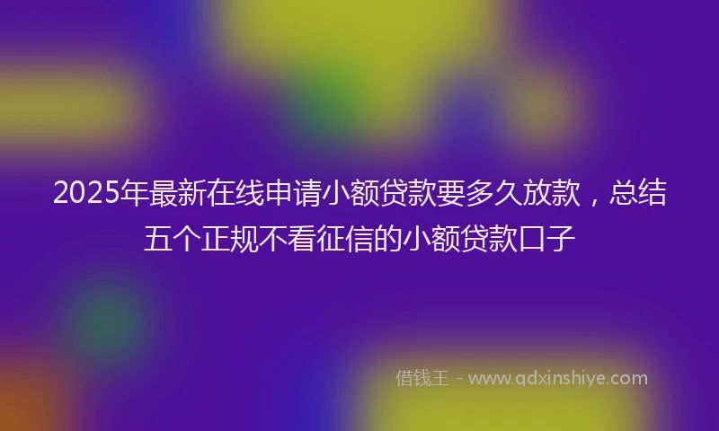2025年最新在线申请小额贷款要多久放款，总结五个正规不看征信的小额贷款口子