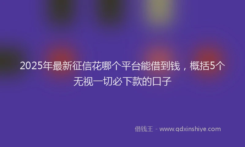 2025年最新征信花哪个平台能借到钱，概括5个无视一切必下款的口子