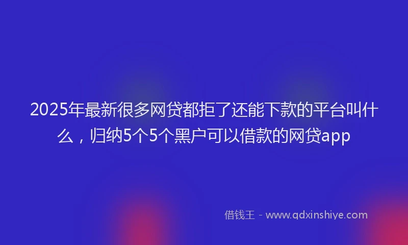 2025年最新很多网贷都拒了还能下款的平台叫什么，归纳5个5个黑户可以借款的网贷app