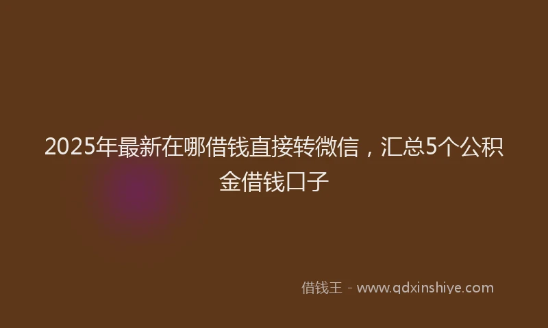 2025年最新在哪借钱直接转微信，汇总5个公积金借钱口子