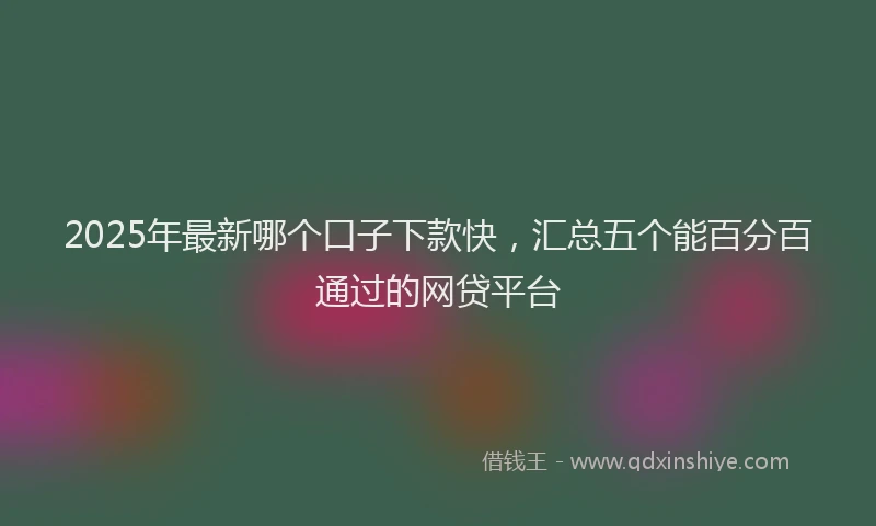 2025年最新哪个口子下款快，汇总五个能百分百通过的网贷平台