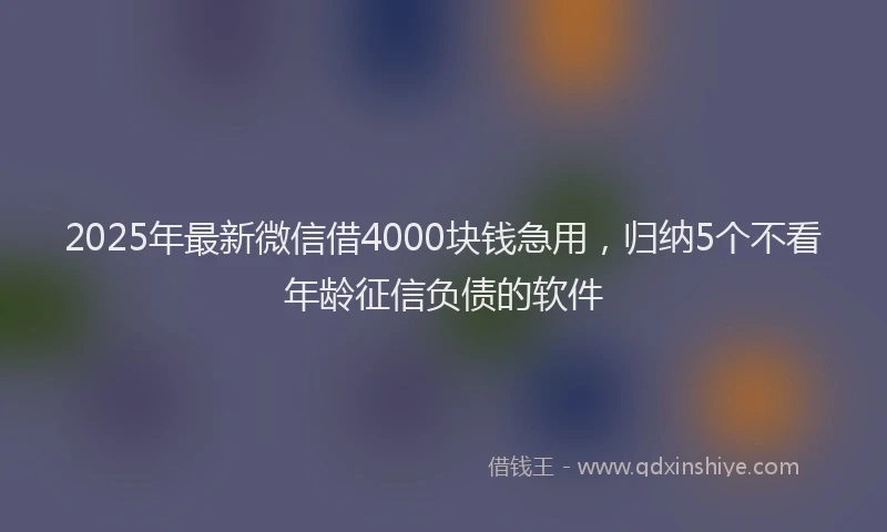2025年最新微信借4000块钱急用，归纳5个不看年龄征信负债的软件