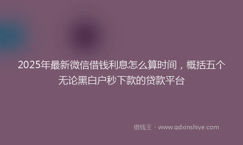 2025年最新微信借钱利息怎么算时间，概括五个无论黑白户秒下款的贷款平台