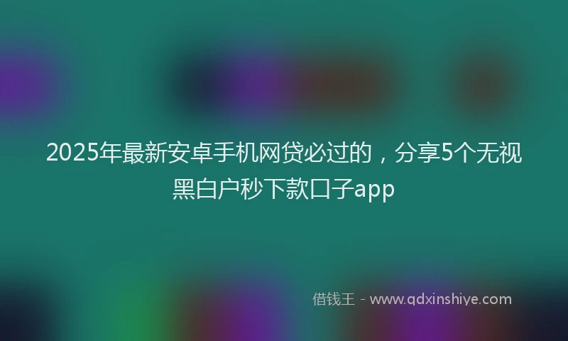 2025年最新安卓手机网贷必过的，分享5个无视黑白户秒下款口子app