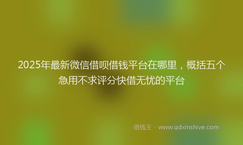 2025年最新微信借呗借钱平台在哪里，概括五个急用不求评分快借无忧的平台