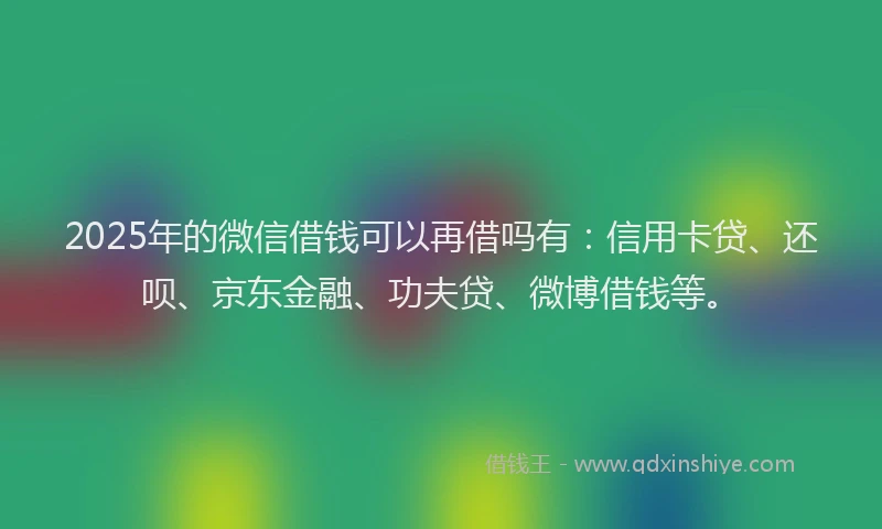2025年的微信借钱可以再借吗有：信用卡贷、还呗、京东金融、功夫贷、微博借钱等。