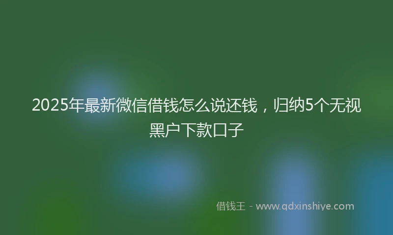 2025年最新微信借钱怎么说还钱，归纳5个无视黑户下款口子