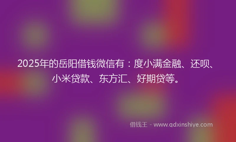 2025年的岳阳借钱微信有：度小满金融、还呗、小米贷款、东方汇、好期贷等。