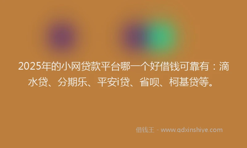 2025年的小网贷款平台哪一个好借钱可靠有：滴水贷、分期乐、平安i贷、省呗、柯基贷等。