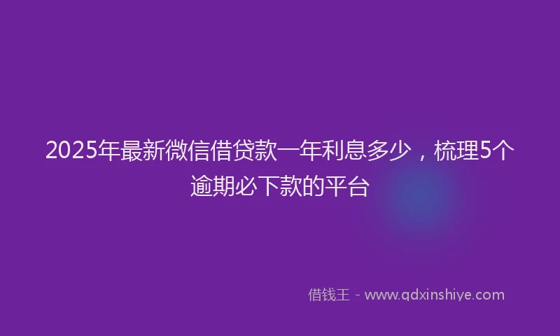 2025年最新微信借贷款一年利息多少，梳理5个逾期必下款的平台