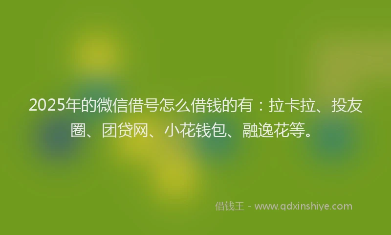 2025年的微信借号怎么借钱的有：拉卡拉、投友圈、团贷网、小花钱包、融逸花等。