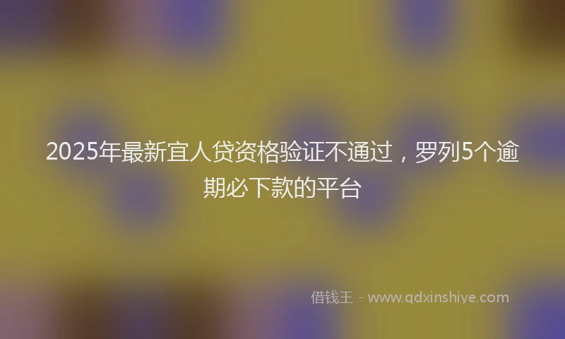2025年最新宜人贷资格验证不通过，罗列5个逾期必下款的平台