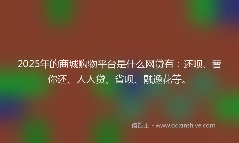 2025年的商城购物平台是什么网贷有：还呗、替你还、人人贷、省呗、融逸花等。