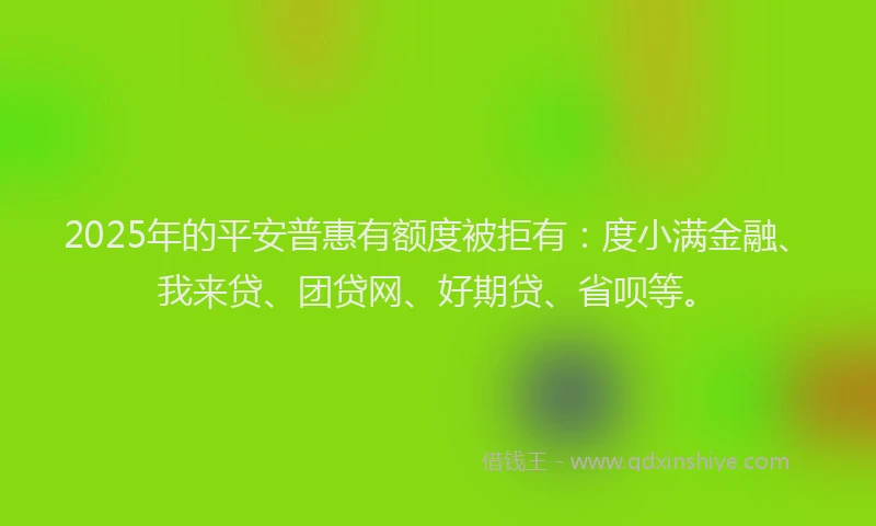 2025年的平安普惠有额度被拒有：度小满金融、我来贷、团贷网、好期贷、省呗等。