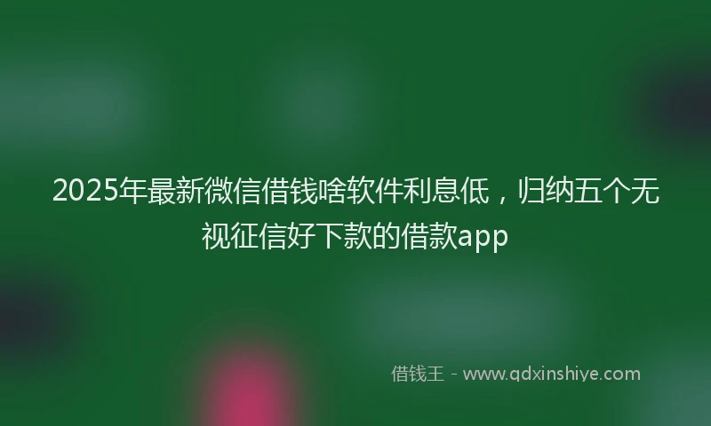 2025年最新微信借钱啥软件利息低，归纳五个无视征信好下款的借款app