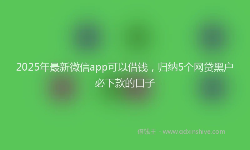 2025年最新微信app可以借钱，归纳5个网贷黑户必下款的口子