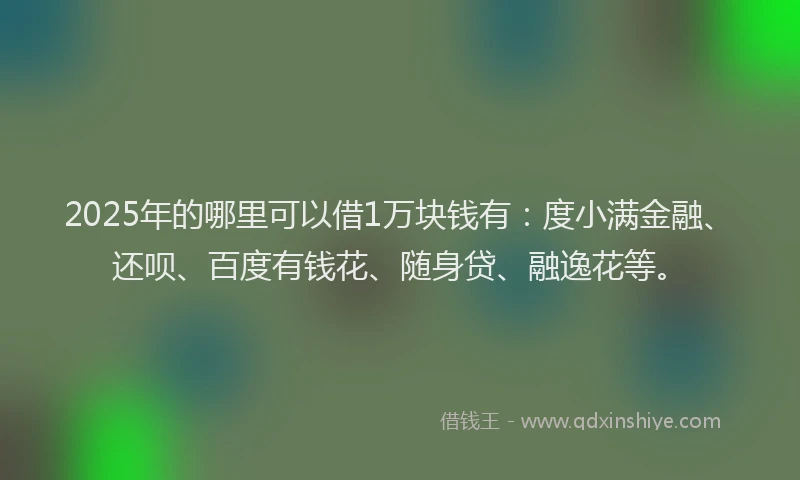 2025年的哪里可以借1万块钱有：度小满金融、还呗、百度有钱花、随身贷、融逸花等。