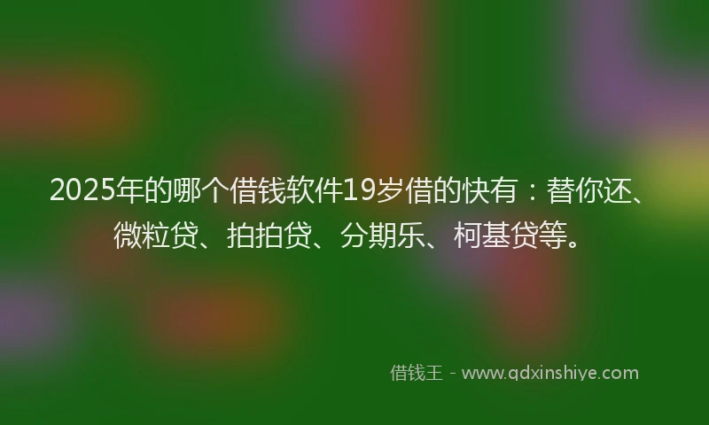 2025年的哪个借钱软件19岁借的快有：替你还、微粒贷、拍拍贷、分期乐、柯基贷等。
