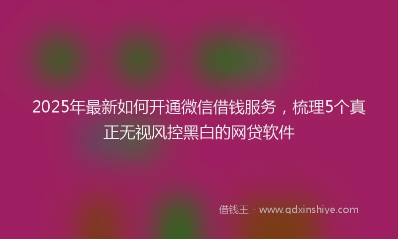 2025年最新如何开通微信借钱服务，梳理5个真正无视风控黑白的网贷软件