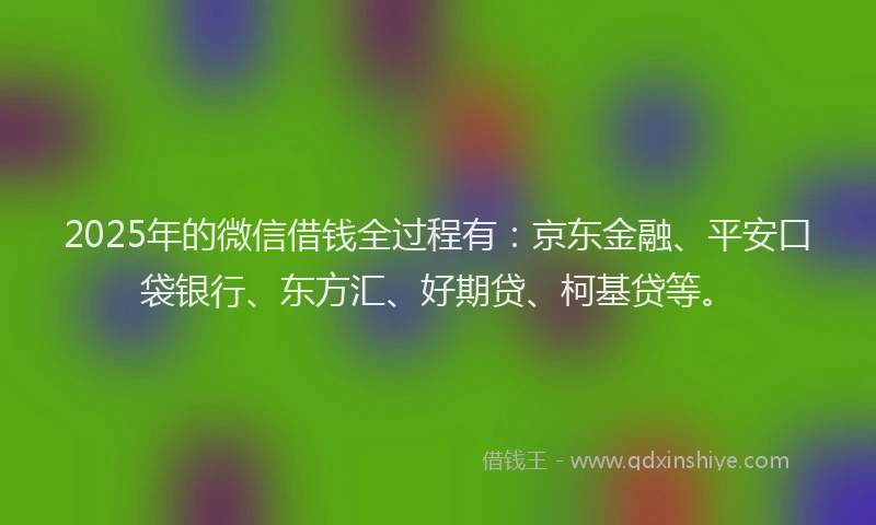 2025年的微信借钱全过程有：京东金融、平安口袋银行、东方汇、好期贷、柯基贷等。